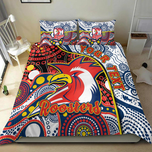 (Custom Personalised) Roosters Rugby Bedding Set Easts 1908 Aboriginal Artsy Premiers LT14