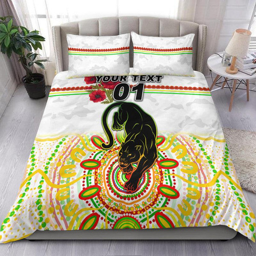 (Custom Personalised) Penrith Panthers ANZAC 2022 Bedding Set Indigenous Vibes - White LT8