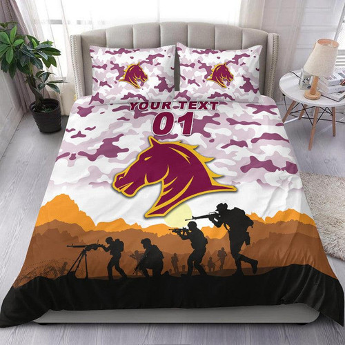 (Custom Personalised) Brisbane Broncos ANZAC 2022 Bedding Set Simple Style - White LT8