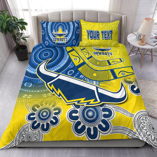 (Custom Personalised) Cowboys Rugby Bedding Set Aboriginal Boomerang Go Premiers North Queensland LT13
