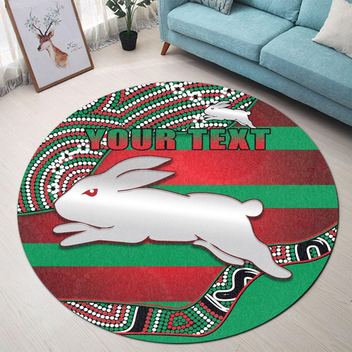 (Custom Personalised) Rabbitohs Round Carpet Rugby South Sydney Indigenous Charming
