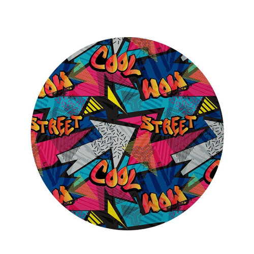 Abstract Graffiti Wow Print Round Rug