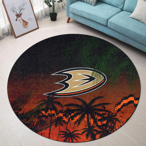 Anaheim Ducks Roundrug Coconut Tree Tropical Grunge  - NHL