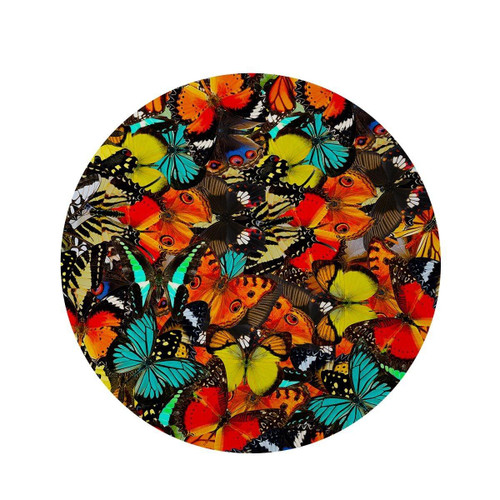 Abstract Colorful Butterfly Print Round Rug