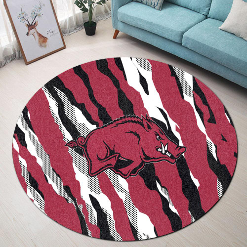 Arkansas Razorbacks Round Rug Sport Style Keep Go On- NCAA