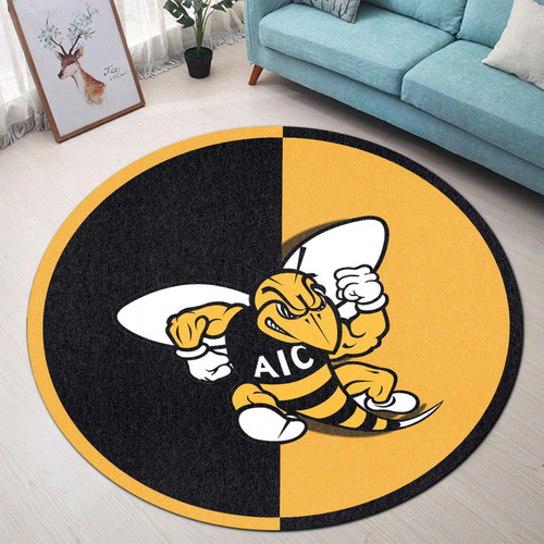 American International Yellow Jackets Round Rug NCAA