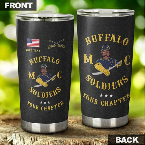 (Custom Personalised) Buffalo Soldiers Motorcycle Club BSMC Tumbler Simple Style - Black LT8