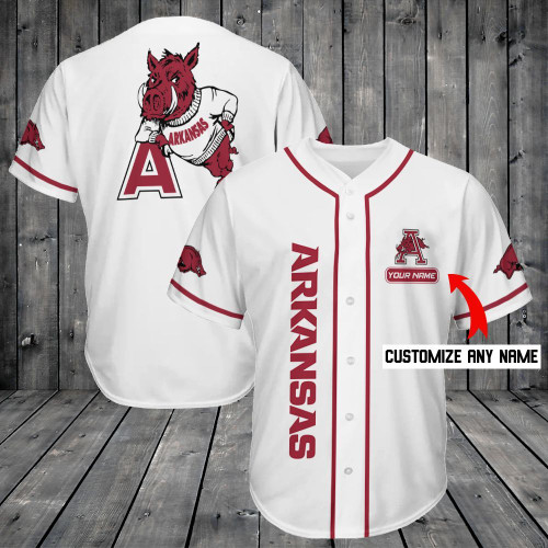 Arkansas Razorbacks Personalized Baseball Jersey Shirt 195