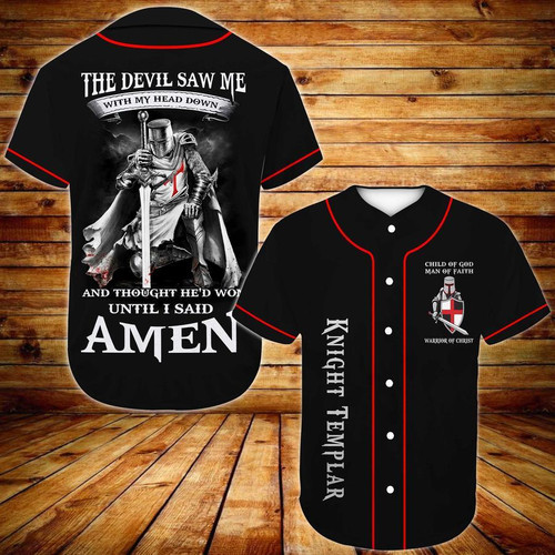 Knight Templar The Devil Saw Me With My Head Down Baseball Jersey Shirt