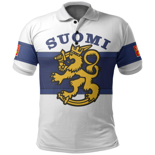 (Custom Personalised And Number) Finland Hockey Suomi Polo Shirt White LT6