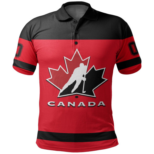 (Custom Personalised And Number) Canada Hockey Polo Shirt Simple Red Style LT6