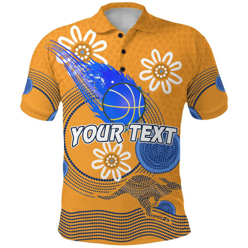 (Custom Personalised) Bullets Basketball Australian Polo Shirt Brisbane Indigenous Champion Version Gold