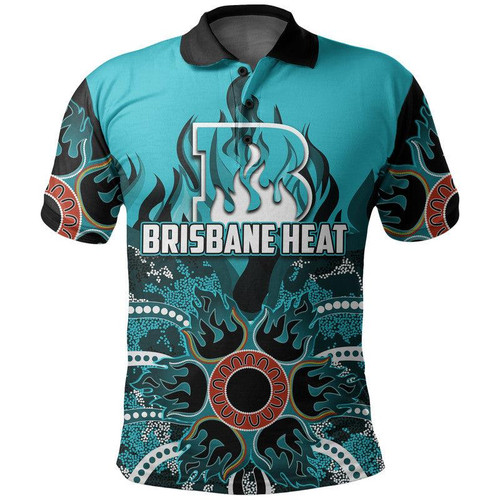 (Custom Personalised And Number) Brisbane Heat Polo shirt Cricket Dot Aboriginal LT6