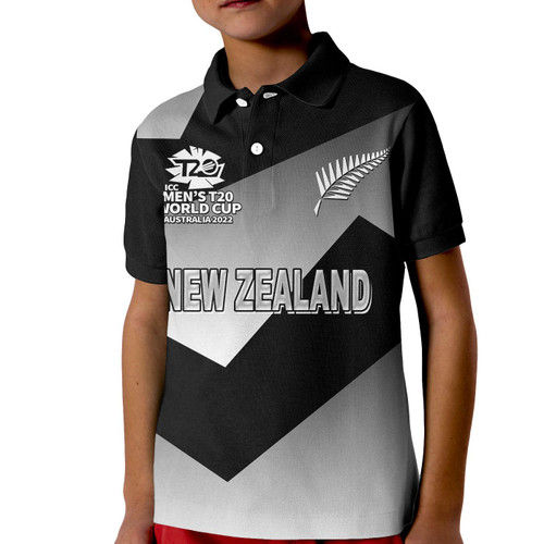 (Custom Personalised And Number) New Zealand Cricket T20 WC Polo Shirt KID LT6