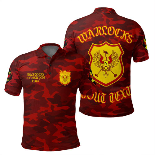 ( Custom Personalized ) Camouflage Warlocks Motorcycle Club Polo Shirt T09