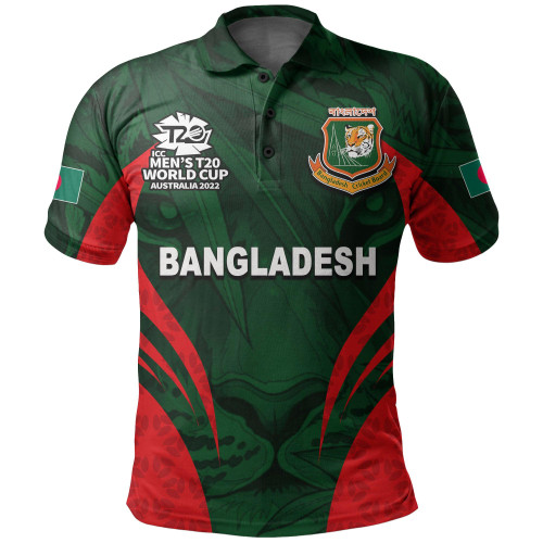 (Custom Personalised And Number) Bangladesh Cricket Mens T20 World Cup Polo Shirt Tiger LT6