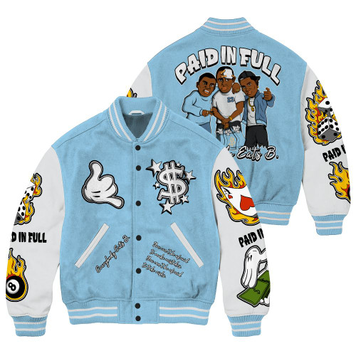 Dunkare Legend Blue 11s Varsity Jacket, Everybody Paid In Full Graphic