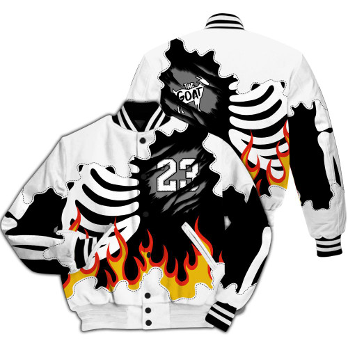Varsity Jacket To Match Black Chrome 6s - Burning Skeleton 23 G.O.A.T All Over Print