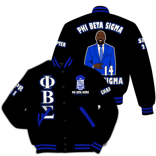 Ireishprint ΦΒΣ Custom Chapter Varsity Jacket, Personalized Black Jacket ΦΒΣ 1914 Fraternity Jacket