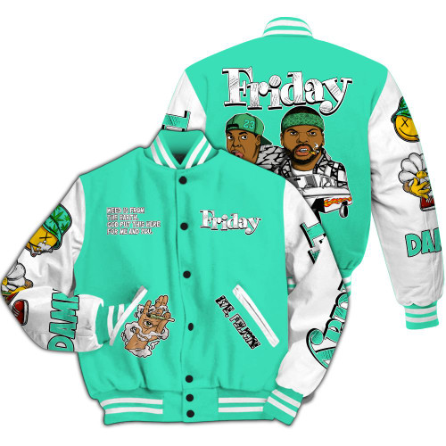 Varsity Jacket To Match Black Green Glow 3s - Friday Sneaker Stress Style All Over Print