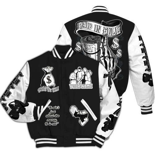 Varsity Jacket To Match Black Cat 3s - Paid In Full Baseball Varsity Jacket Custom Name All Over Print