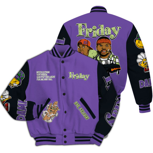Varsity Jacket To Match Canyon Purple 4s - Friday Sneaker Stress Style All Over Print