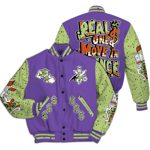 Varsity Jacket To Match Canyon Purple 4s - Ones Move In Silence Graphic All Over Print