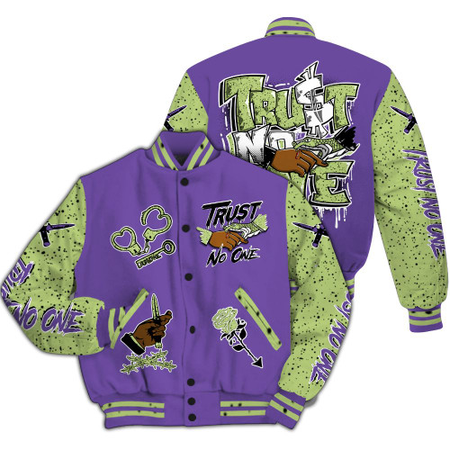 Varsity Jacket To Match Canyon Purple 4s - Trust No One Dripping All Over Print
