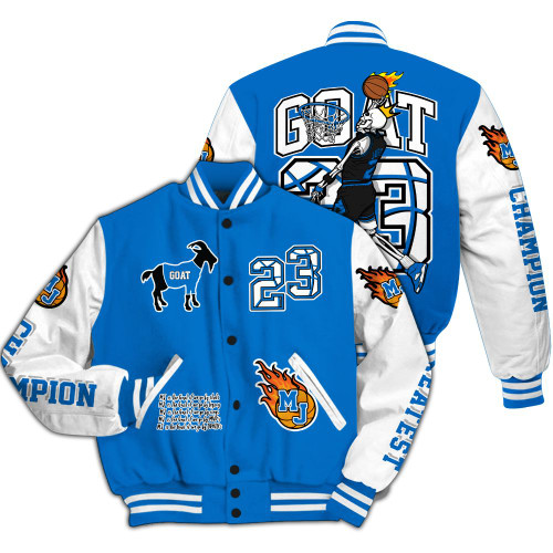 Varsity Jacket To Match Blueberry 12s - 23 G.0.A.T Jump Up Basketball All Over Print
