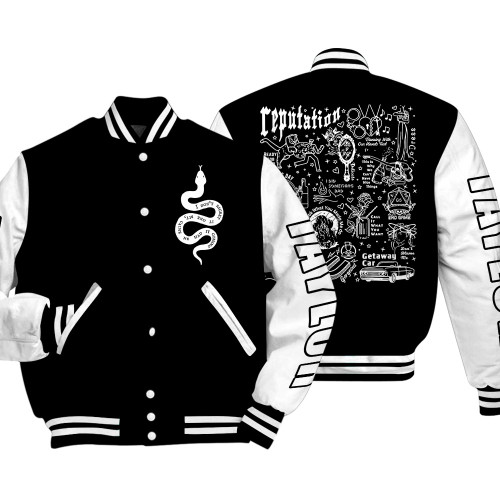 Taylor Doodle Art The Eras Tour Music Shirt V4, Reputation Tracklist Double Baseball Varsity Jacket, Taylor Tour Album Gift For Fan