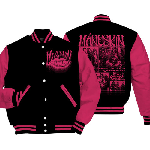 Maneskin Rush! World Tour Rock Band Varsity, Vintage Merch Music Band Graphic Art Y2K, World Tour Unisex Gift For Fan 2711M MLUD