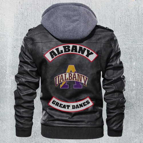 Albany Great Danes Ncaa Football Leather Jacket Mens Leather Motorcycle Jacket Men Leather Men780 - BOBBY SHOP