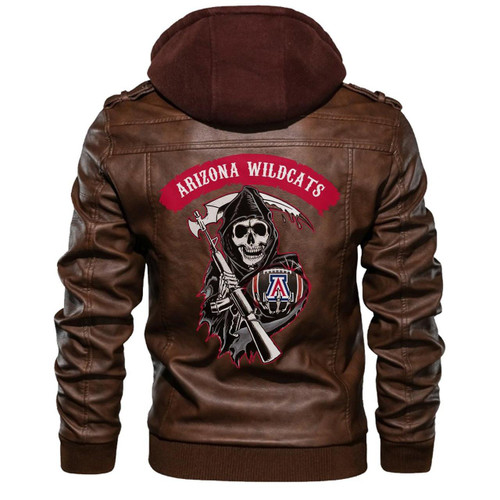 Arizona Wildcats Ncaa Football Sons Of Anarchy Brown Leather Jacket Mens Leather Motorcycle Jacket Men Leather Men2670 - BOBBY SHOP
