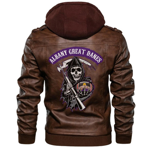 Albany Great Danes Ncaa Football Sons Of Anarchy Brown Leather Jacket Mens Leather Motorcycle Jacket Men Leather Men2654 - BOBBY SHOP