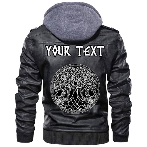 (Custom) Wonder Print Shop - Yggdrasil Tree Of Life Raven Huginn And Muninn Ravens Of Odin Leather Jacket RLT12