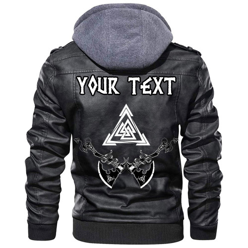 (Custom) Wonder Print Shop - Valknut Two Axes Leather Jacket RLT12