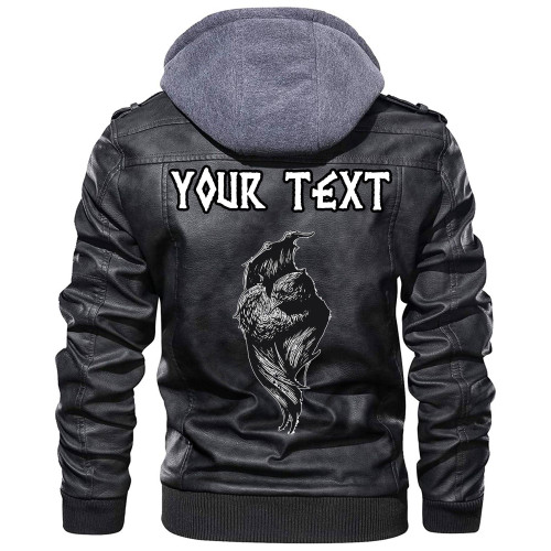 (Custom) Wonder Print Shop - Stylized Crows Decorative Bird Line Art Rook Leather Jacket RLT12