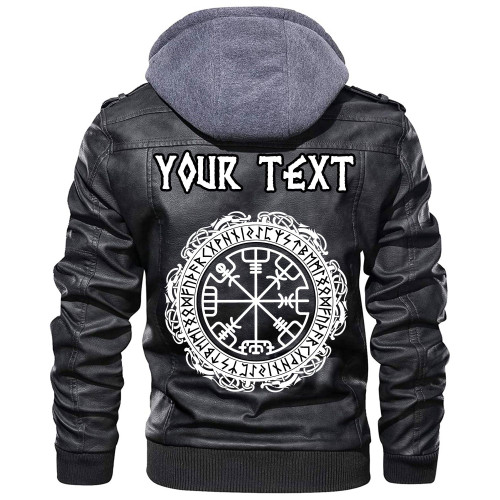 (Custom) Wonder Print Shop - Magical Runic Compass Vegvisir Leather Jacket RLT12