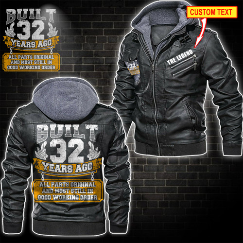 32nd Birthday Mens Built 32 Years Ago Funny Personalize Leather Jacket 32 Year Old All Parts Original