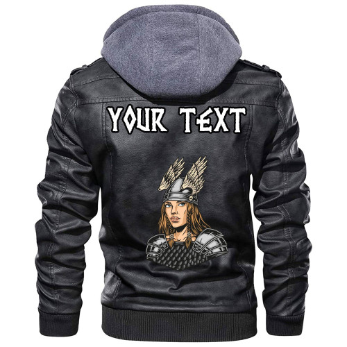 (Custom) Wonder Print Shop - Woman In Metal Armor And Helmet Leather Jacket RLT12