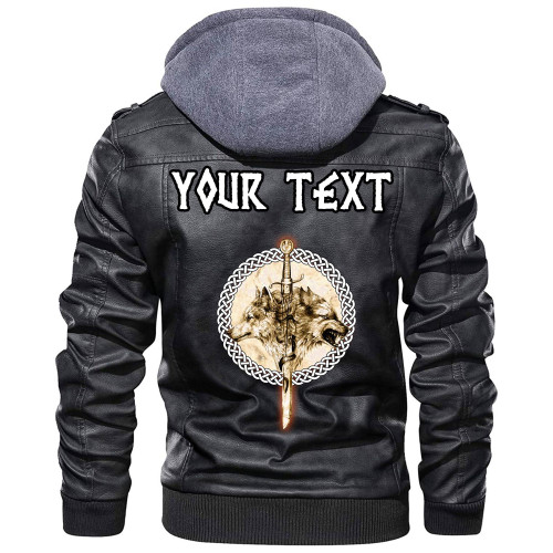(Custom) Wonder Print Shop - Wolfs and Sword Leather Jacket RLT12