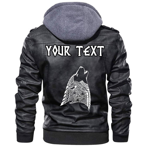 (Custom) Wonder Print Shop - Wolf Head Howling Leather Jacket RLT12