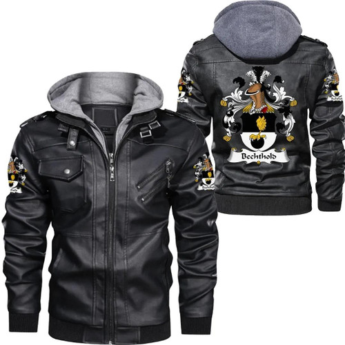 Bechthold Germany Family Crest Zipper Leather Jacket A7