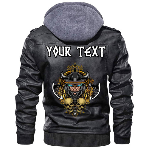 (Custom) Wonder Print Shop - Warrior and Skull Leather Jacket RLT12