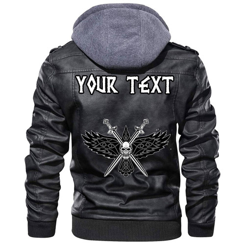 (Custom) Wonder Print Shop - Two Crossed Swords And Skull Leather Jacket RLT12