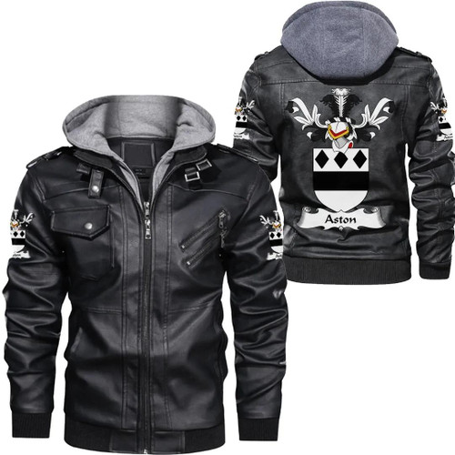 Aston Family Crest Zipper Leather Jacket A7