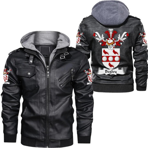 Begley Family Crest Zipper Leather Jacket A7