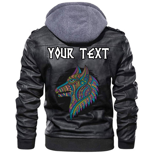 (Custom) Wonder Print Shop - Stylized dog in ethnic dark Leather Jacket RLT12