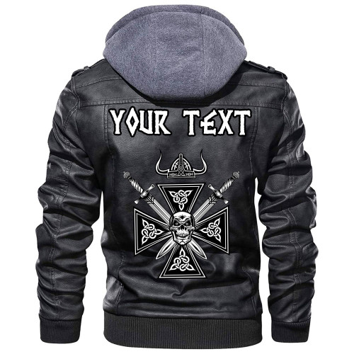 (Custom) Wonder Print Shop - Skull With Sword Leather Jacket RLT12
