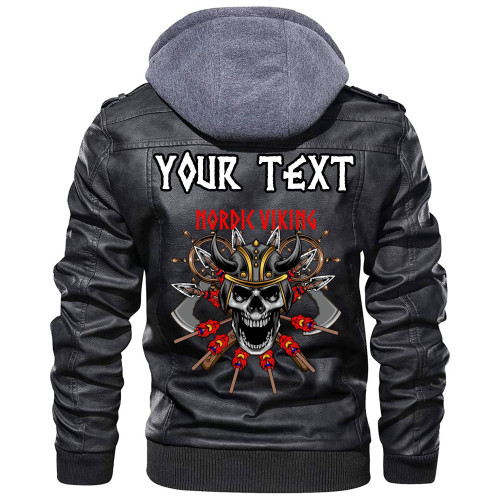 (Custom) Wonder Print Shop - Skull and Axes Leather Jacket RLT12